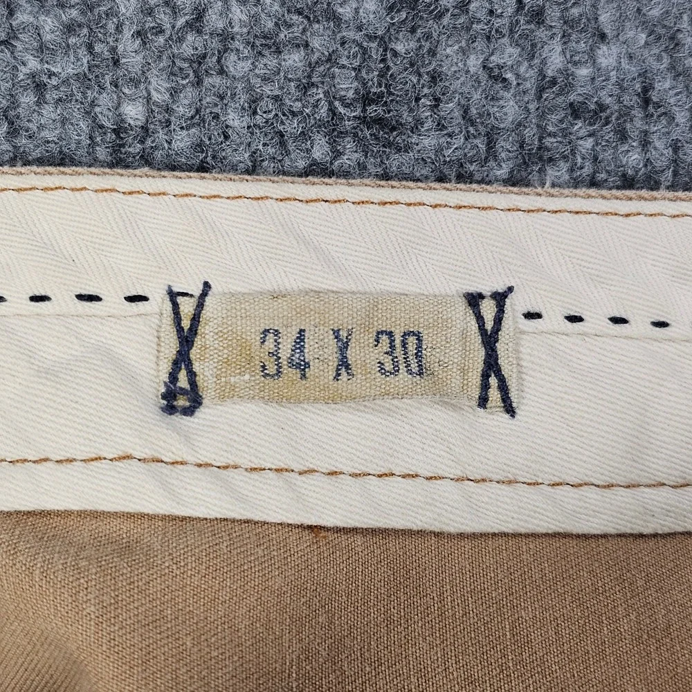 Polo Ralph Lauren Classic 867 Mens 34x29 Distressed Khaki Pants Cotton Twill Tan